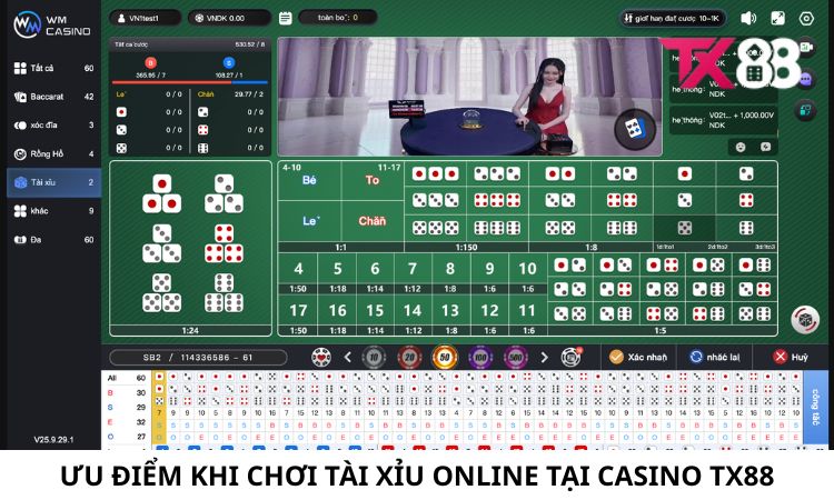 Ưu điểm vượt trội khi chơi Tài Xỉu Online tại Casino TX88